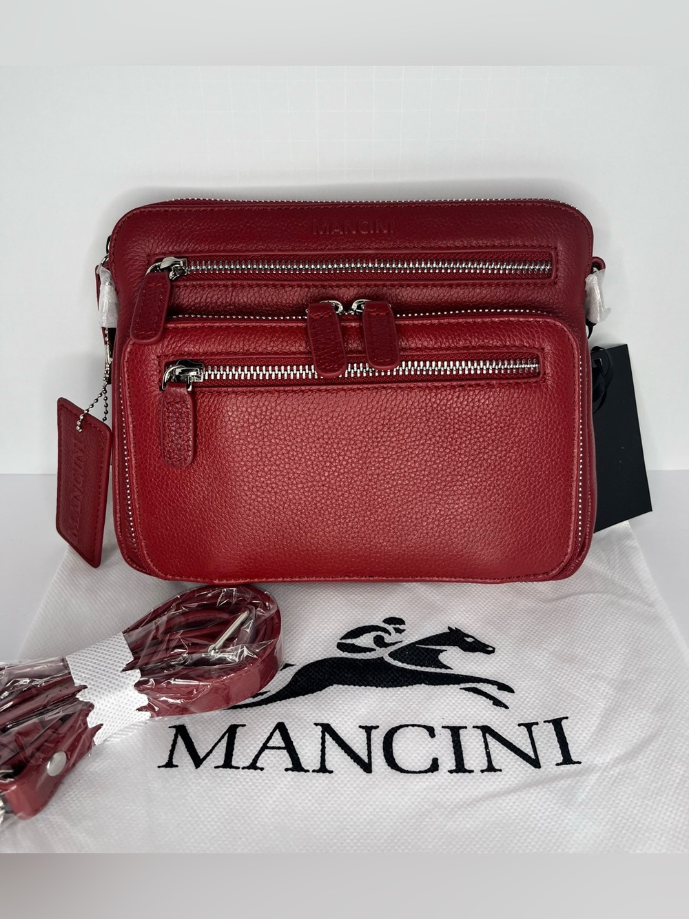 Mancini Pebbled Collection Valerie Leather Mini Crossbody Bag